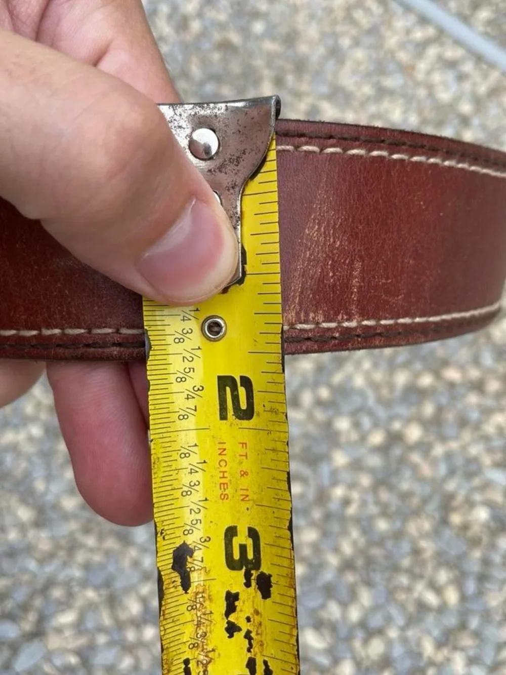 Genuine Relic Brand Men's Full Grain Brown Leather Belt with Silver Buckle